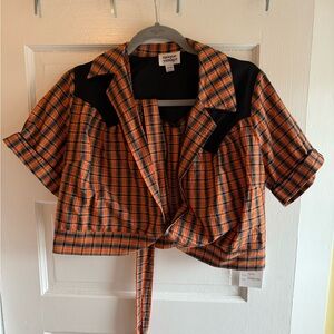 Vintage Western Plaid Cropped Jacket